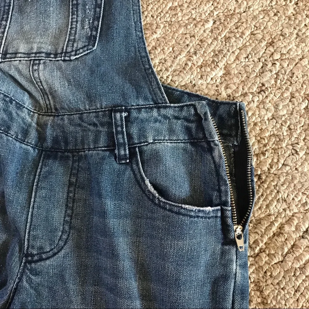 Distressed Denim Overalls SZ Small - Picture 4 of 11